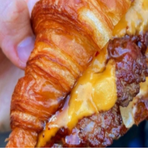 Croissant Smash Burger with Wagyu Beef