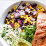 GF Roasted Salmon Winter Vegetable Rice Bowl